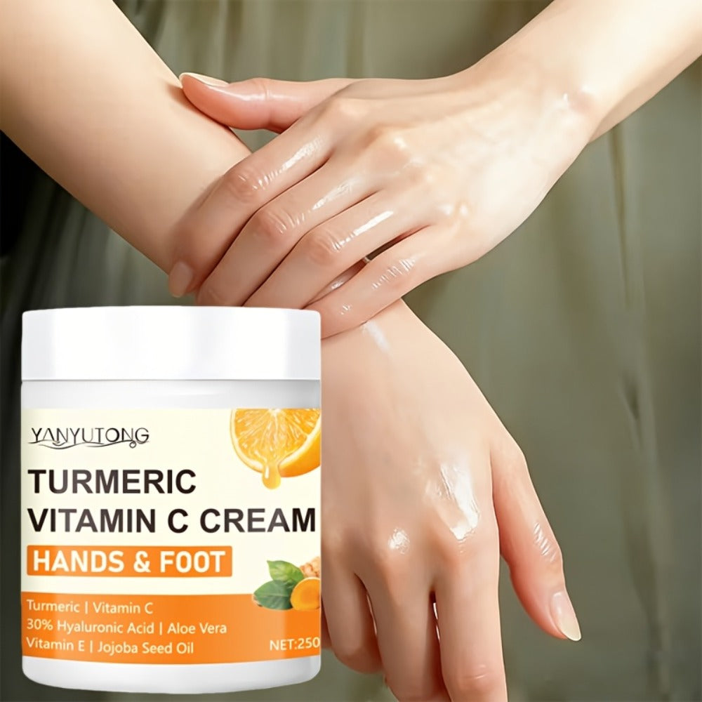Turmeric Vitamin C Hyaluronic Acid Foot Cream for Dry Cracked Heels Deep Hydration Repair Moisturizer Elbows Rough Skin Gentle Exfoliating Heel Balm 250g - product image 3