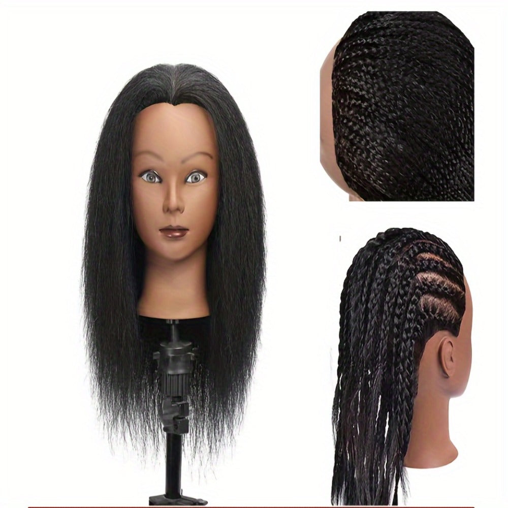 Mannequin Head Human Hair Afro Curly with Clamp Cosmetology Practice Training Head for Hairdresser Braiding Styling Cutting 4 Styles Natural Black - product image 7