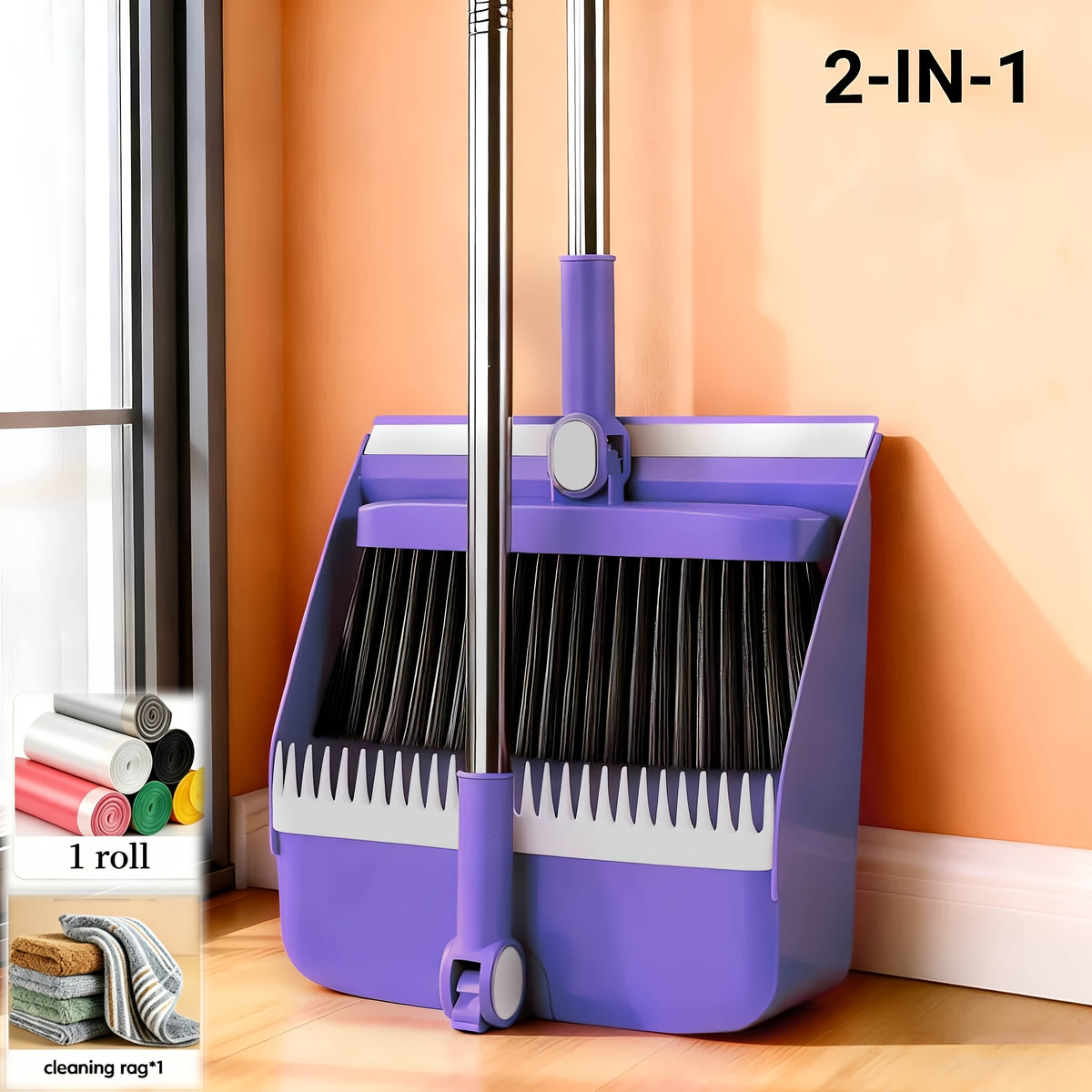 2-In-1|3-In-1|4-In-1 Household Broom with Dustpan Floor, Brush Set Foldable Broom with Dustpan Combo Set and Brush Household Cleaning Tool Set - product image 15