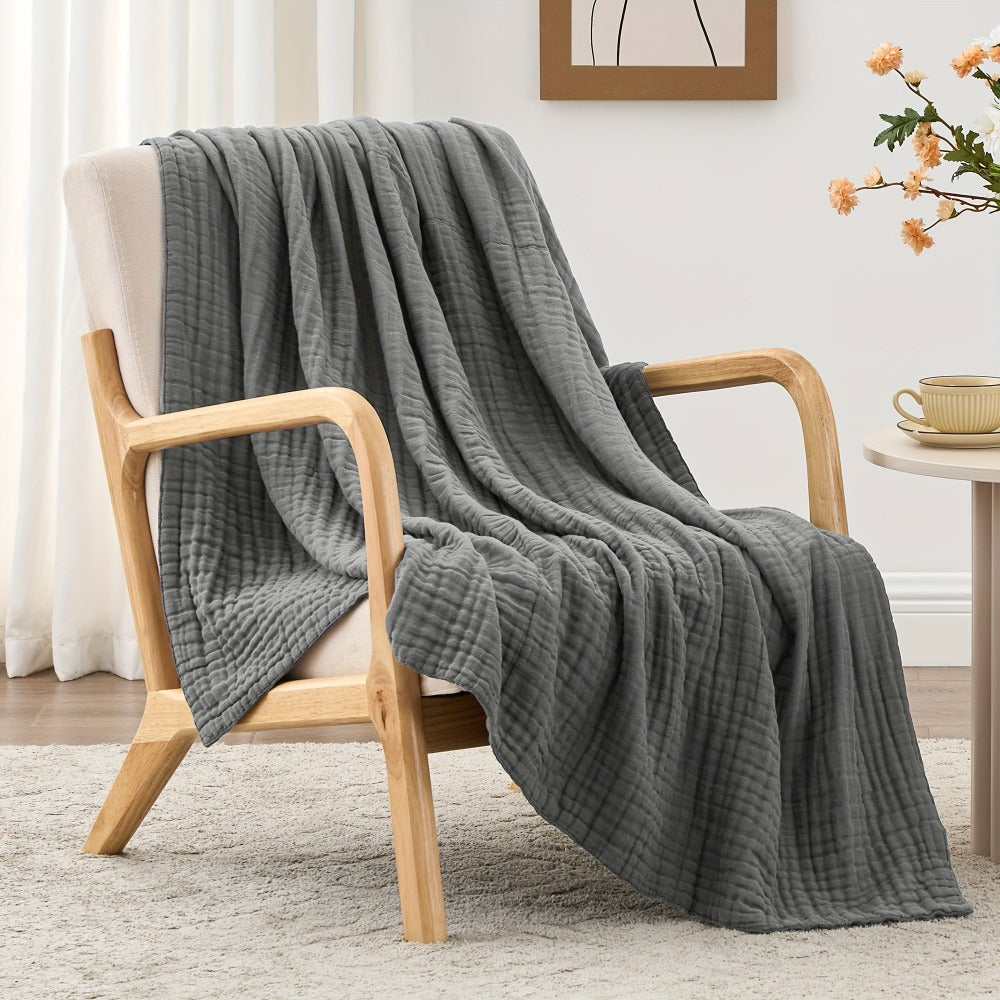 6-Layer Gauze Blanket 100% Muslin – Lightweight Breathable Cotton Throw for Couch & Bed, All Season Adult Blanket, 4 Colors - product image 9