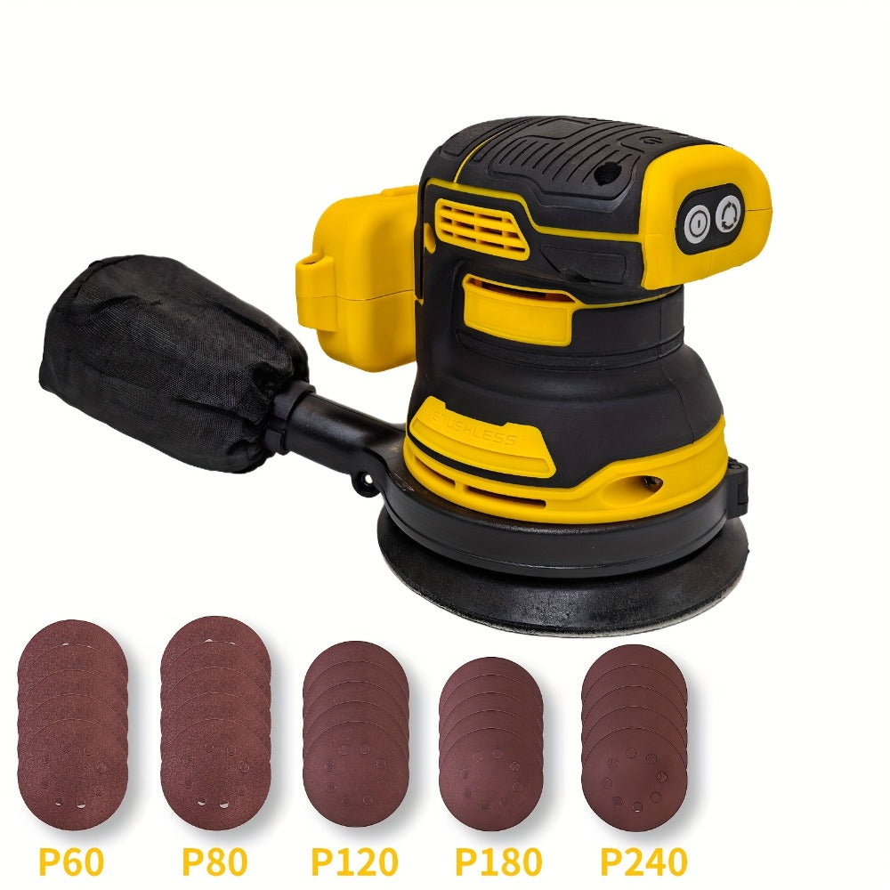 Cordless Orbital Sander Compatible with DeWalt DCB Battery – 5-Inch Brushless Motor Variable Speed Palm Sander with 30pcs Sandpapers & Dust Collection Bag for Woodworking - product image