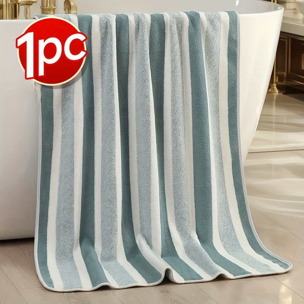Microfiber Bath Towel Set No Hair Loss - Ultra Soft Highly Absorbent Quick Dry Two-Color Striped | 1 or 4 Pack | 27x55in | Slate Gray Berry Red Pine Green Multi | Beach Spa Gym Hom - product image 11