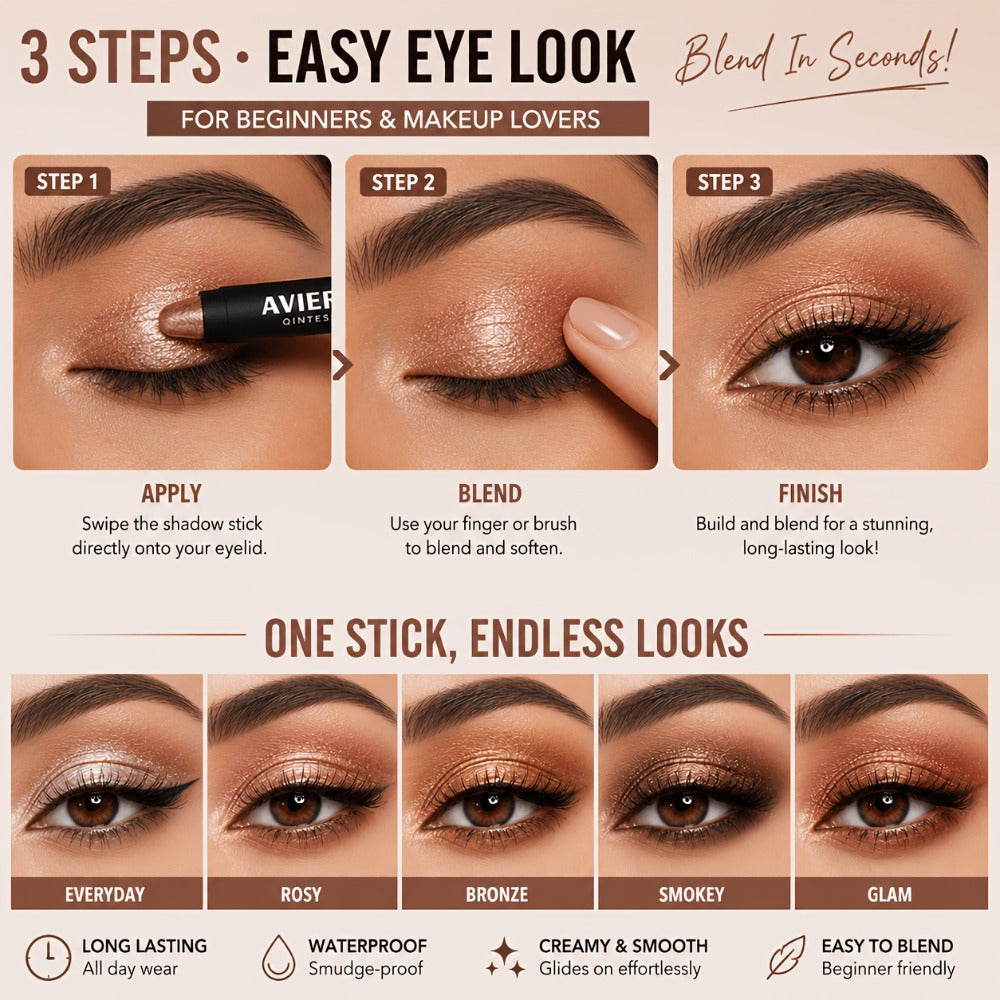 Waterproof Eyeshadow Stick Set 8 Piece – Shimmer, Pearlescent & Matte Eye Shadow Pencils, Creamy Blendable Formula, Long-Lasting Smoky Natural Glitter Eye Looks, Gift for Her - product image 4