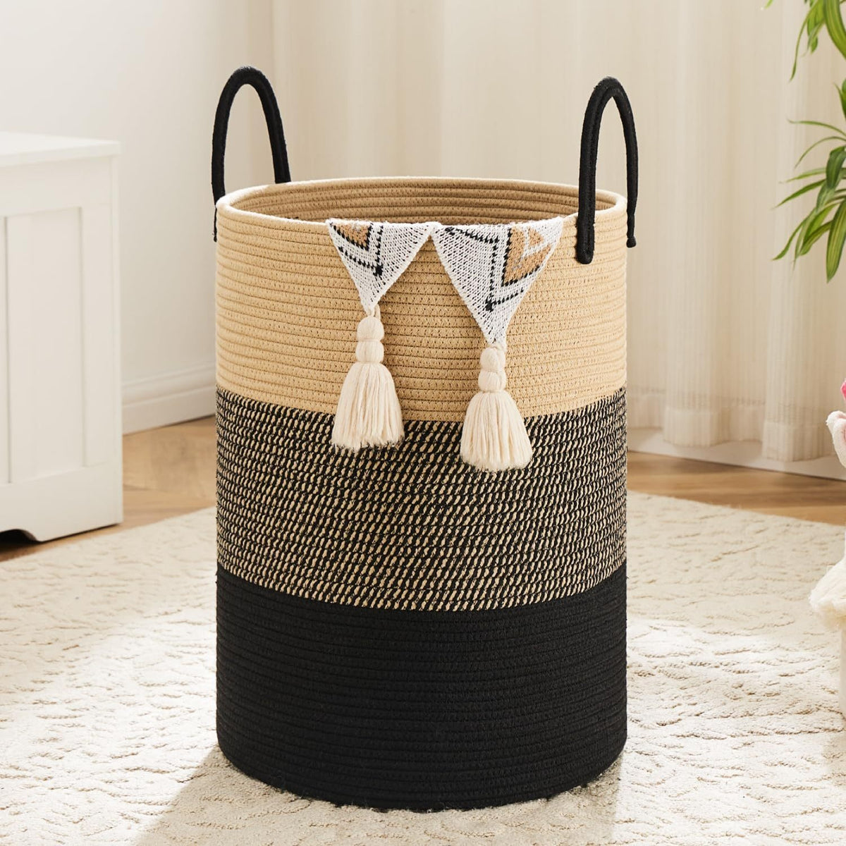 Collapsible Laundry Basket, Woven Rope Laundry Hamper, 12.15gal/15.85gal/21.13gal/26.42gal Laundry Bag for Decor Storage of Dirty Clothes, and Blankets in - product image 4
