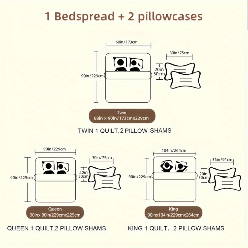 Patchwork Quilted Bedspread Set 3 Piece - 1 Quilt & 2 Pillow Shams Machine Washable All-Season Soft Breathable 100% Polyester Bedding Set for Bedroom Dorm, Twin Full Queen King - product image 4