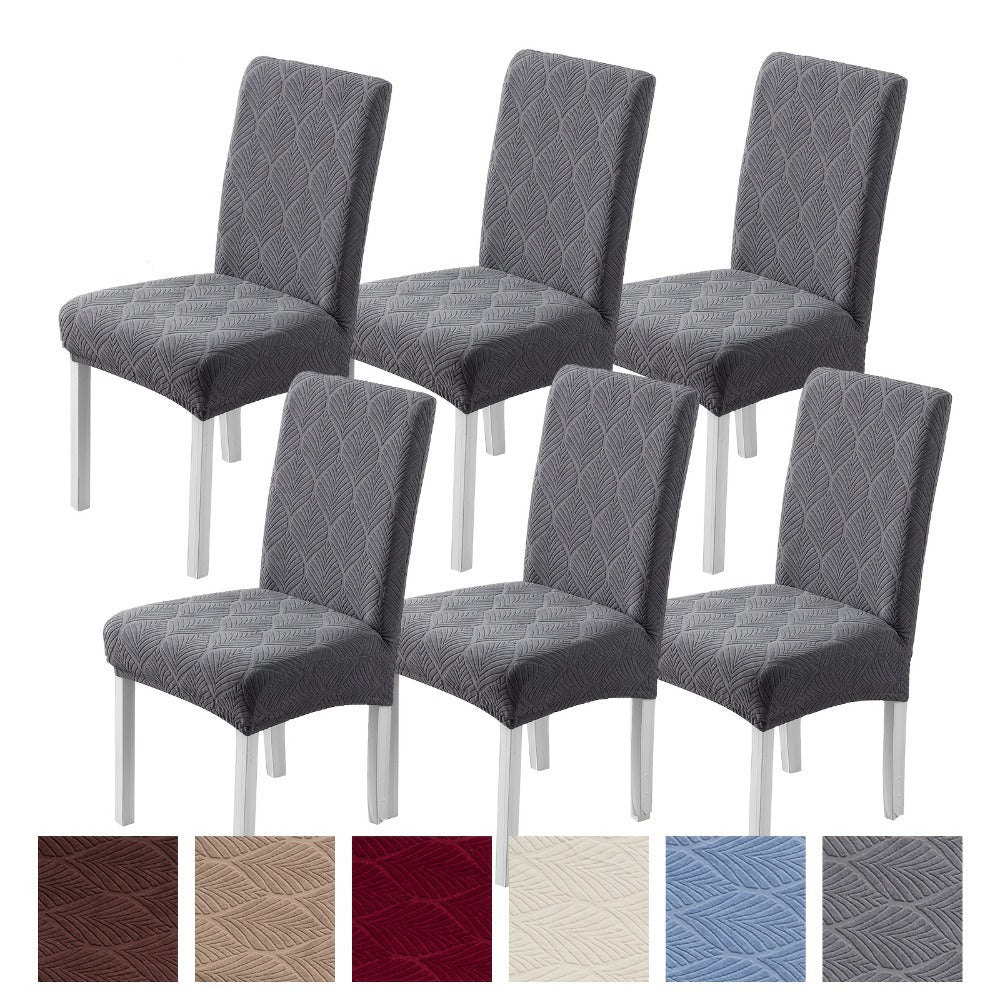 Dining Chair Covers 6pcs Waterproof - Stretch Polyester Spandex Elastic Slipcovers with Little Leaf Pattern, Machine Washable Pet-Friendly Chair Protectors for Home Restaurant - product image