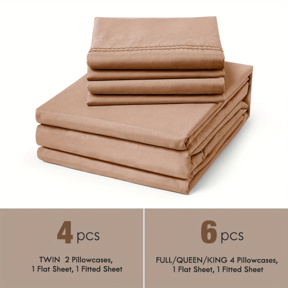 Bed Sheet Set Deep Pocket Soft Microfiber - Fitted Sheet Flat Sheet & Pillowcases Twin Full Queen King - Cooling Breathable Fade Resistant Sheets for Daily Use Dorms Guest Rooms - product image 18