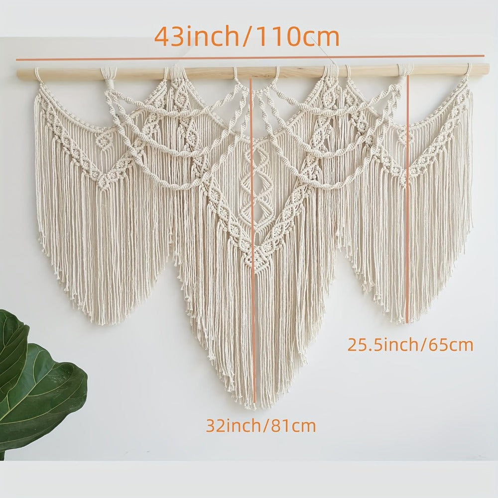 Large Macrame Wall Hanging 43x32 Inch Handmade Bohemian Woven Tapestry Boho Wall Decor for Bedroom Living Room Wedding Party Aesthetic Room Decor Artisan Cotton Rope Wall Art - product image 3