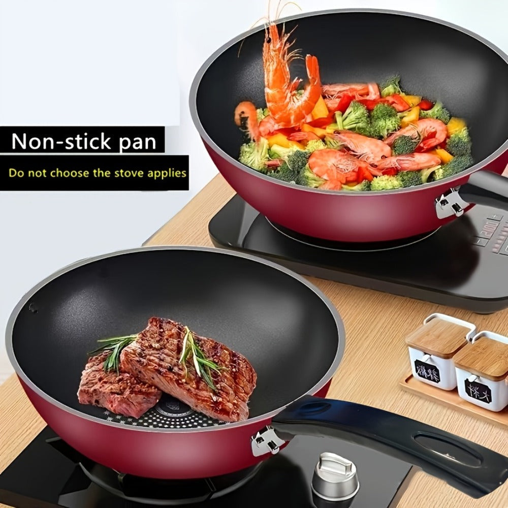 German Diamond Non-Stick Stir Fry Pan - Rice Stone Coating Smokeless Flat Bottom Wok for Induction Cooker Gas Stove, Multi-Purpose Household Frying Pan - product image