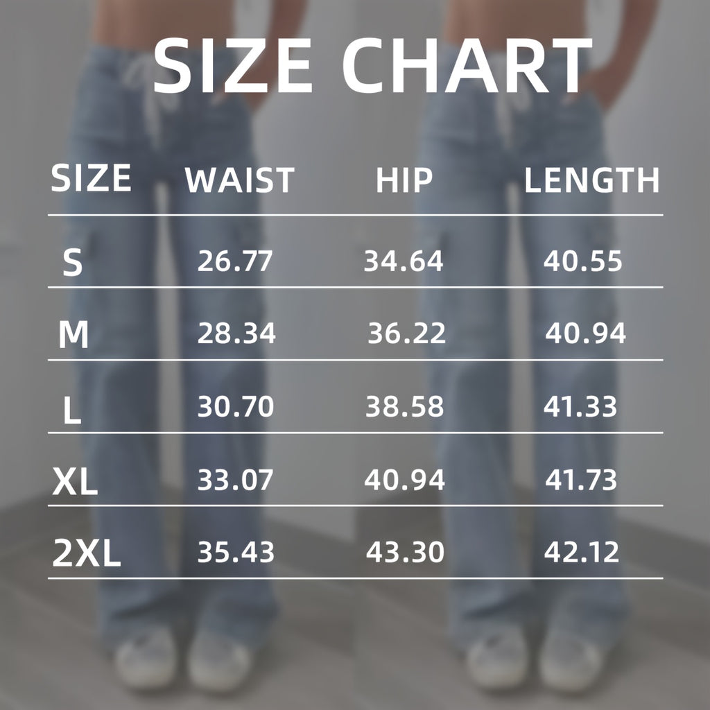 New Style Women's Leisure Straight-Leg Jeans with Laces and Multiple Pockets, Casual Fashion Denim Fabric Sweatpants Jeans Fit Women's Clothing - product image 2