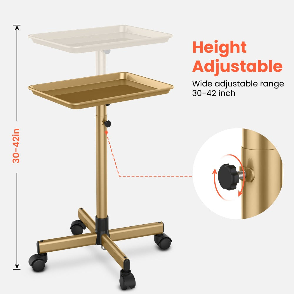 Salon Trolley Cart Height Adjustable 30 to 42 Inch Rolling Tray Table on Wheels Lockable Casters for Hair Stylist Barber Esthetician Nail Salon Spa Beauty Station Silver - product image 14