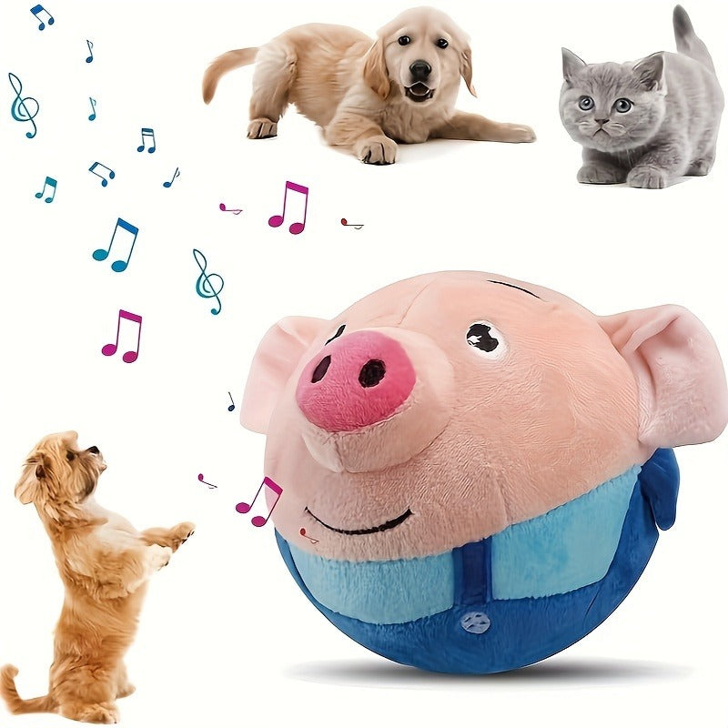 Electronic Rolling Dog Toy Ball | USB Rechargeable Cartoon Pig Plush Toy with Jumping Vibration & Sound, Automatic Self-Moving Washable Interactive Toy for - product image 9