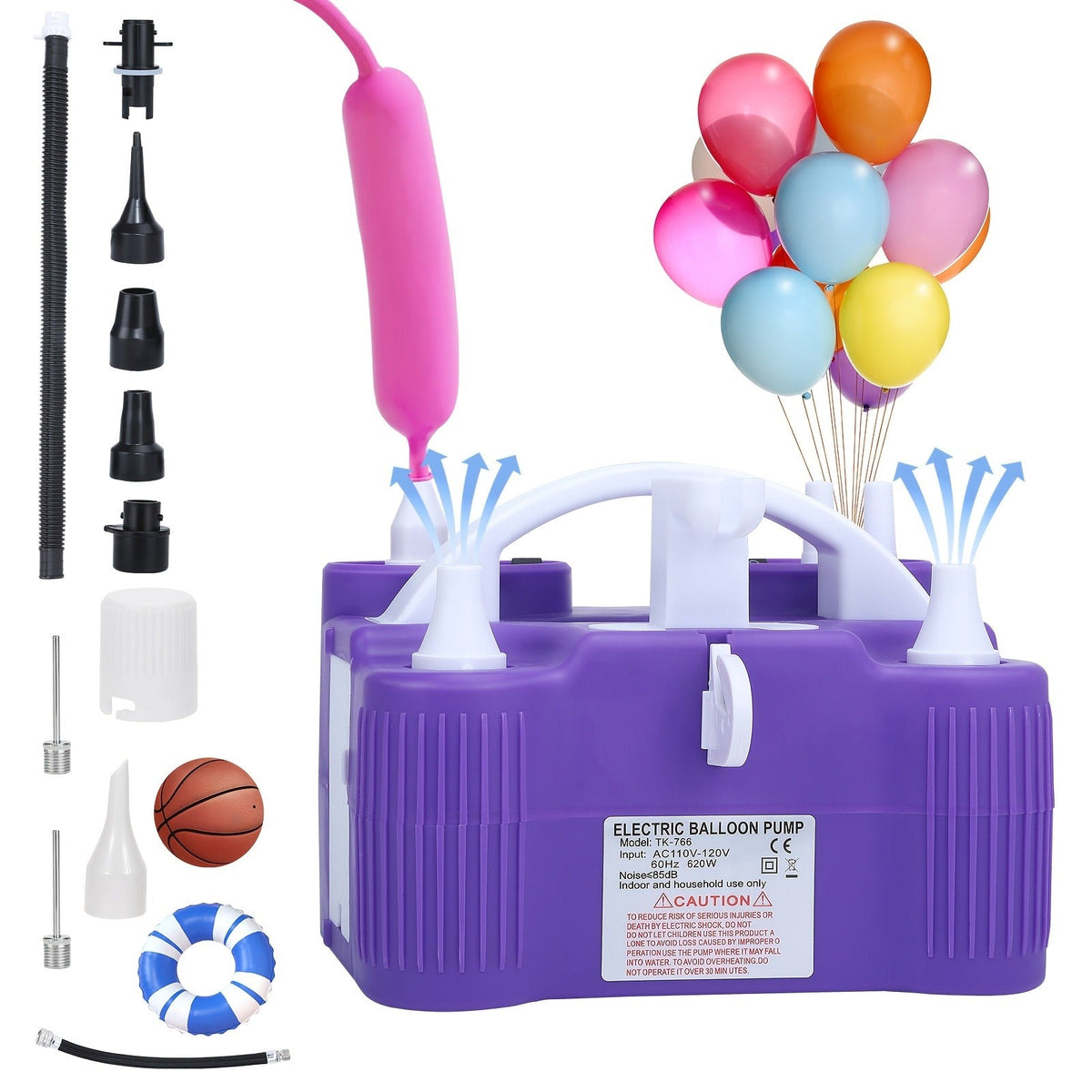 Electric Balloon Pump 3-in-1 Carry-along Inflator Deflator Fast Inflation for 260Q Foil Mylar Latex Double-Stuffed Balloons Pool Inflatables No Battery Required
