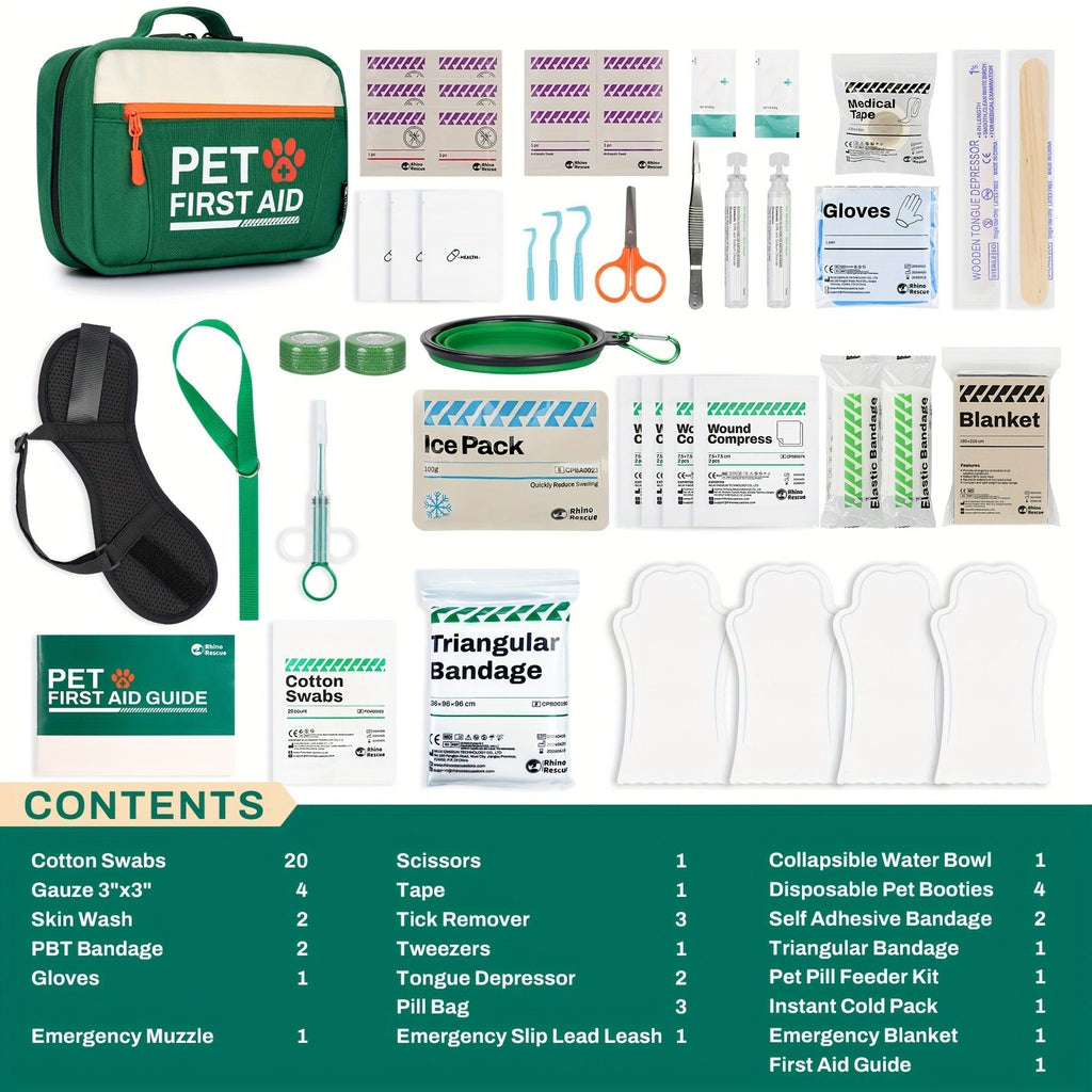 50-Piece Emergency Supplies with Bandages, Gauze, Scissors & Disposable Booties, Portable Nylon Bag for Hiking Camping Travel, FSA HSA Eligible – Pet First Aid - product image 7