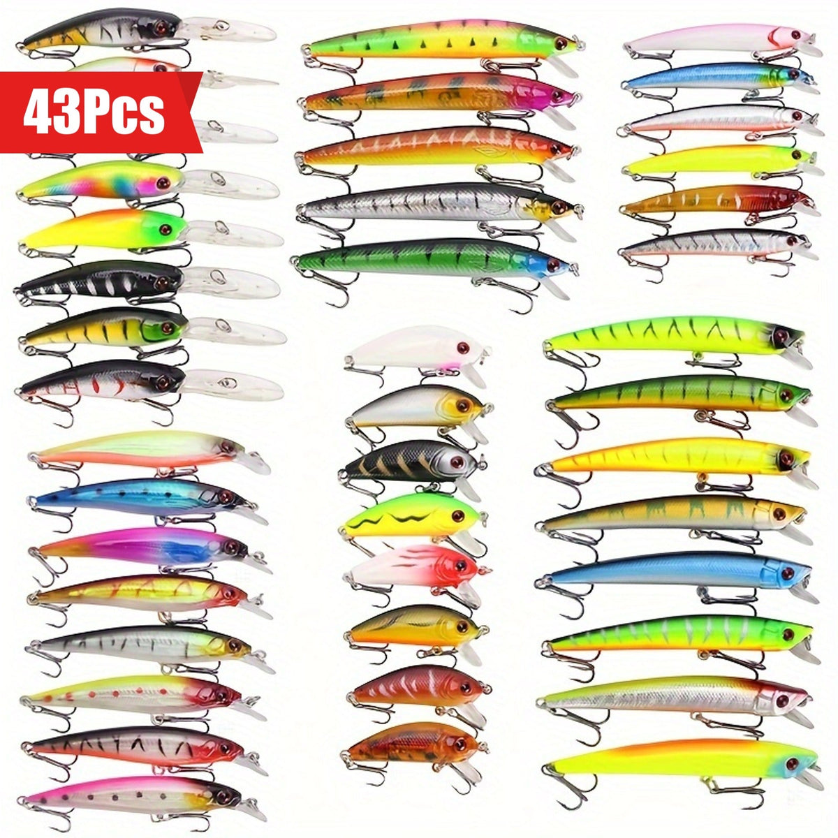 Plastic Crankbait Hard Baits for Freshwater & Saltwater Angling – Minnow Fishing Lures Set 43pcs - product image 4