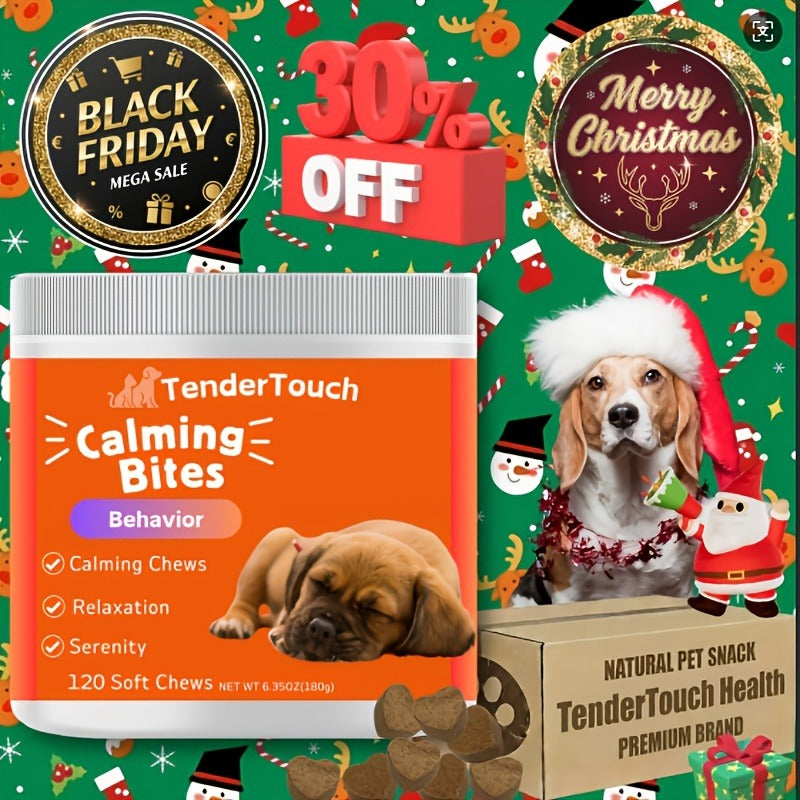 Natural Relaxation & Stress Relief Supplement for Dogs, Emotional Balance Support, Chill-Out Canine Soft Chews for Anxiety, Thunderstorms & Separation, 200g / 7.05oz | Dog Calming Chews 120ct