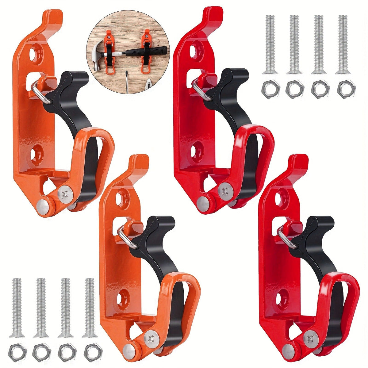 Roof Rack Shovel Mount 2-Pack | Metal Clamp Bracket Kit with Rubber Clamps, Quick Release Axe Holder for Roof Rack, Truck Bed, Boat, RV & Trailer, Fits Shovels, Axes & Long Handle Tools