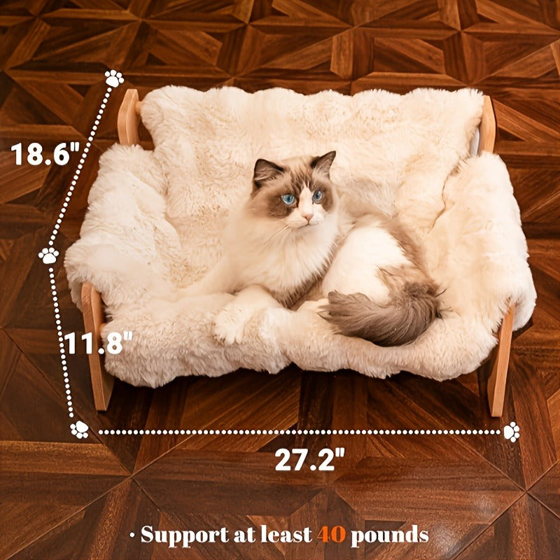 Raised Solid Wood Pet Couch Bed Elevated Modern Cat & Dog Sofa Chair 27x18x12 Inch | Thick Wide Wood Frame Space-Saving Cozy Pet Furniture for Cats & Small - product image 6