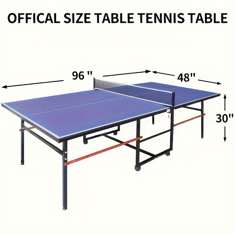 Regulation Size Table Tennis Table, Fold-Up Design with 4 Wheels for Easy Storage, Indoor Outdoor Use, Blue | Collapsible Ping Pong Table 8ft with Net, 2 - product image 4