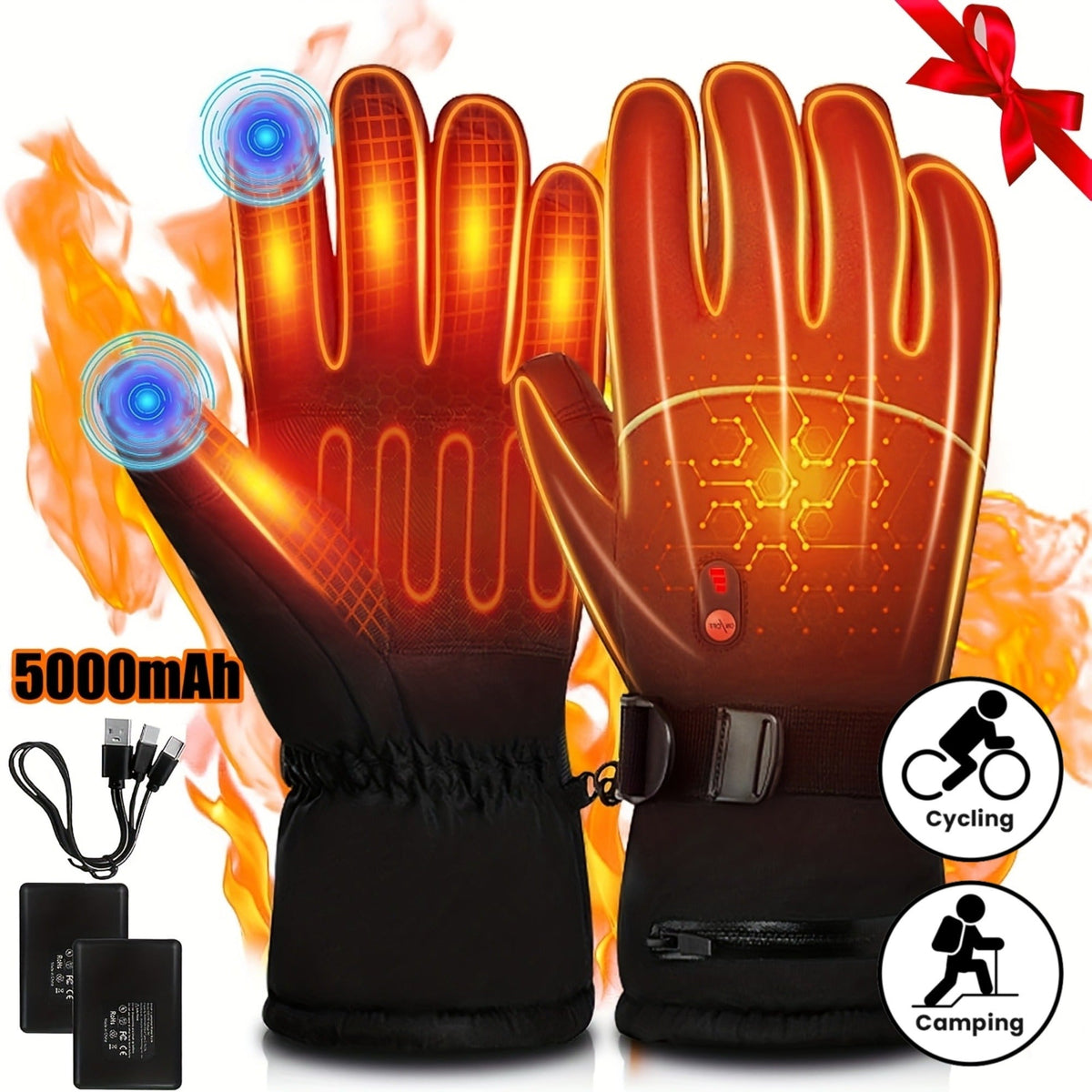 Rechargeable Heated Gloves 2x5000mAh | 3-Speed Temperature Control, Touchscreen Fingertips, Thermal Winter Gloves for Men & Women, Skiing, Hunting, Fishing - product image 4