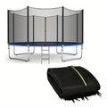 PE Enclosure Net with Zipper Door & Safety Buckles for 8 Straight Poles – Trampoline Safety Net Replacement 12FT 14FT