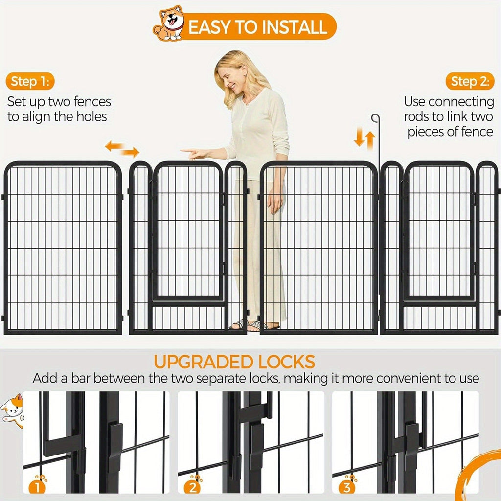8 & 16 Panel Pet Exercise Pen for Large Medium Small Dogs, Carry-along Indoor Outdoor Puppy Pen for Yard Garden Camping RV, 24"/32"/40" Panel Height – Dog - product image 11