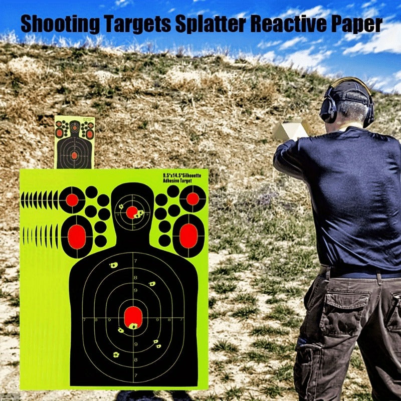 Splatter Shooting Targets Human Silhouette 20 Pack | High-Visibility Shot Placement Feedback | Reactive Glow Fluorescent Paper Range Targets for Pistol, Rifle - product image 3