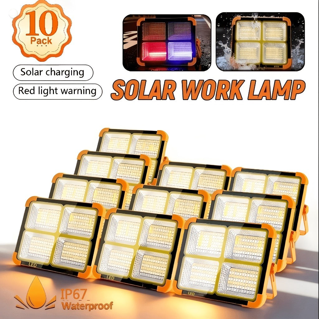 2000 Lumen Rechargeable Camping Light, Adjustable Brightness, Solar & USB-C Dual Charging, Waterproof Portable Hanging Lamp for Camping, Hiking, Garage & Emergency, 1/2/6/10 Pack – Solar LED Work Light with Magnetic Hook