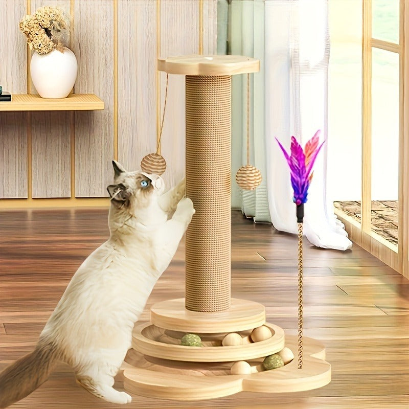 Cat Scratching Post Sisal Vertical Scratcher | Solid Wood Base, Wear-Resistant Rope, Multiple Styles: Standard, Mushroom & Dolphin Shapes, Sizes S/M/L, Cat - product image 10