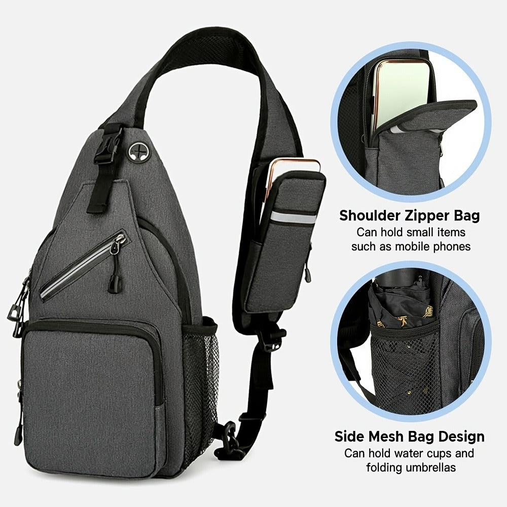 Sling Bag Crossbody Backpack 2 Pack Lightweight Oxford Chest Shoulder Daypack for Men Women Hiking Travel Casual Outdoor Bag Set Light Gray Navy Blue - product image 5