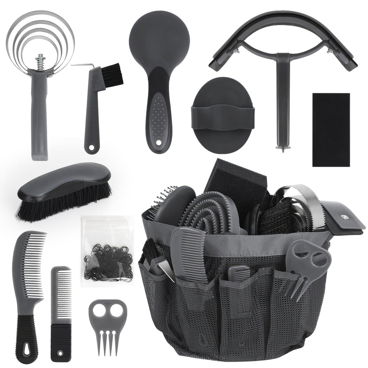 Horse Grooming Kit 11-Piece Set with Storage Bag | SEAOTTER Professional Equine Grooming Supplies, Black | Complete Beginner & Daily Care Set with Curry Comb - product image 10