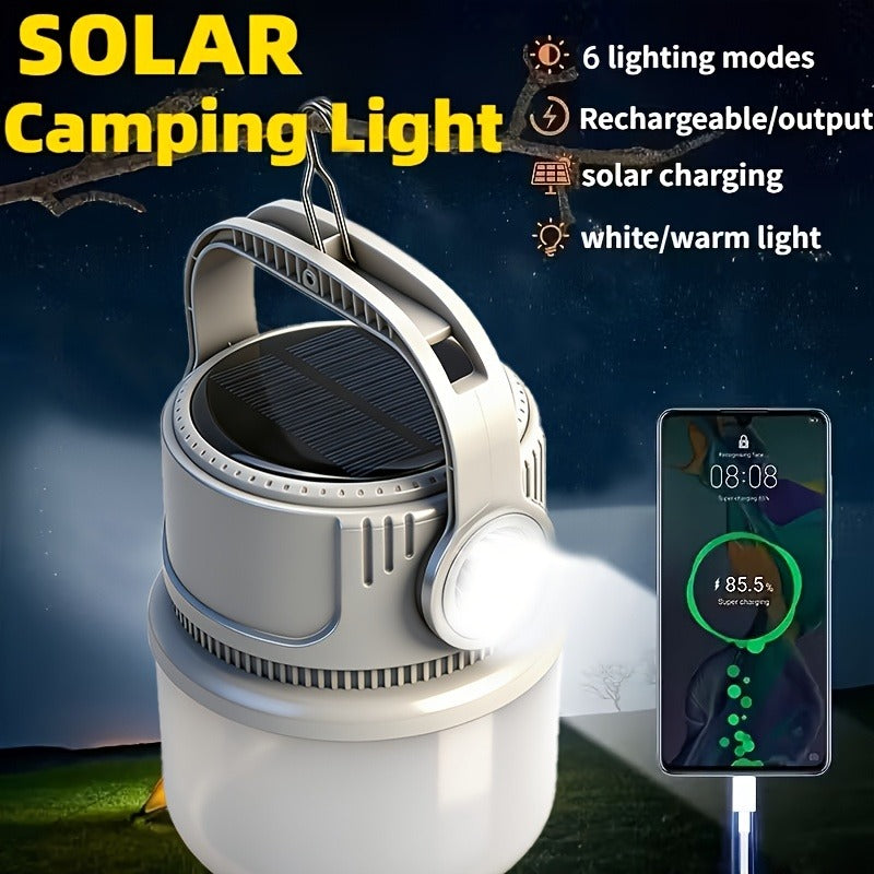 6 Modes, USB-C Rechargeable, 300LM, IPX4 Waterproof, Emergency Power Bank, Carry-along Tent Light for Camping, Hiking & Power Outages | Solar LED Camping Light - product image 6