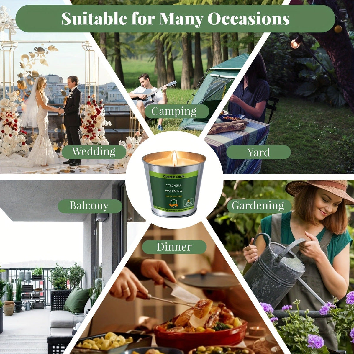 Citronella Candles Set 4 Pack Outdoor Indoor Bug Repellent Candles for Patio BBQ Garden Yard Camping Party Deck Holiday Gift Fall Candles Mosquito Repellent - product image 3