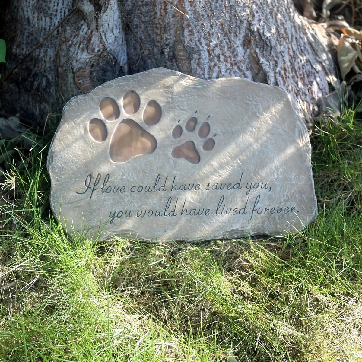 Pet Memorial Stone Hand-Painted Paw Print Garden Grave Marker for Dogs & Cats | Heartfelt Dog Cat Memorial Gift | Sympathy Loss Gift Indoor Outdoor Pet Remembrance Stone | Brown