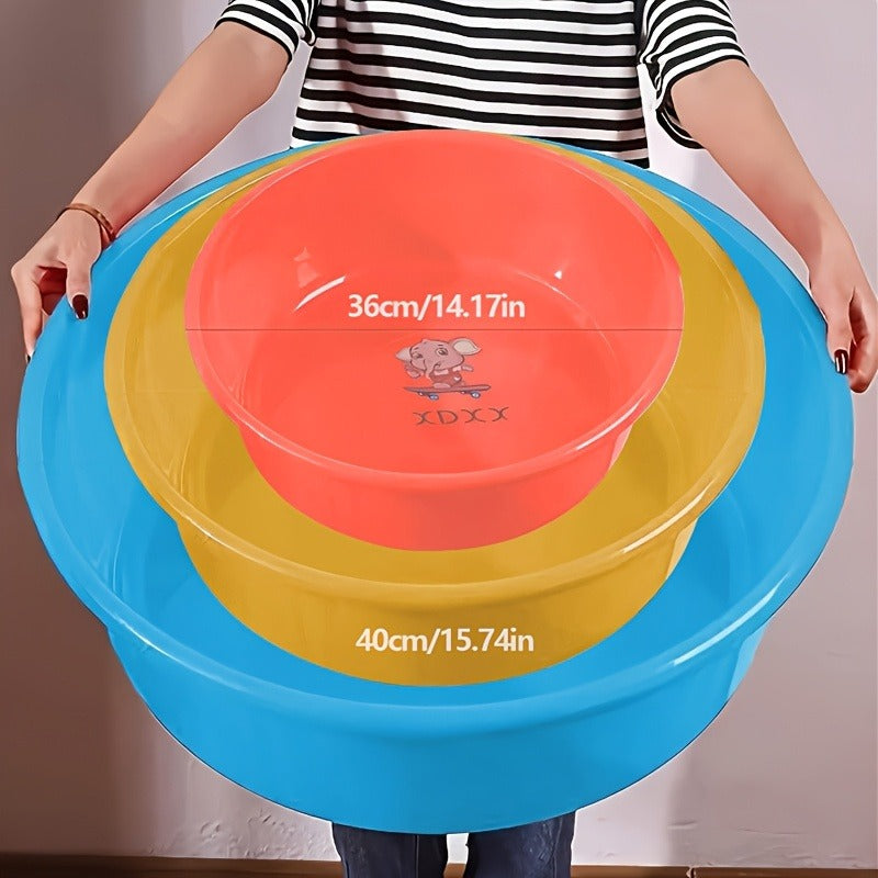 Plastic Wash Basin 12 Quart Stackable Round Tub | Portable Household Washing Bowl for Kitchen, Camping, Face Washing, Fruit & Vegetable Cleaning, Dish Washing & Bottle Rinsing, 4 Colors, Small to Oversized