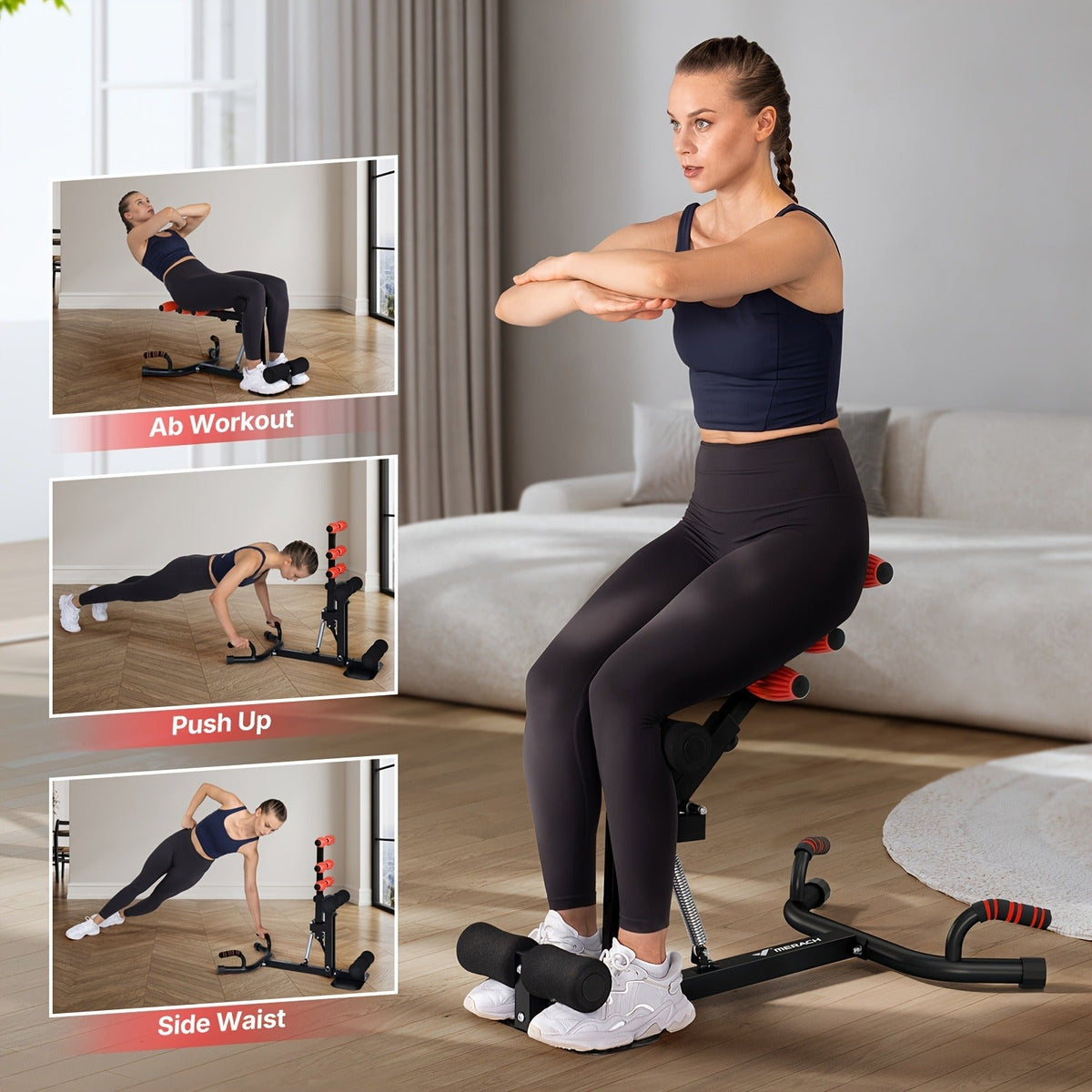Adjustable Core & Leg Exercise Equipment, Push-Up Workout Machine for Women, Home Gym Strength Training – Glute Trainer Deep Squat Machine