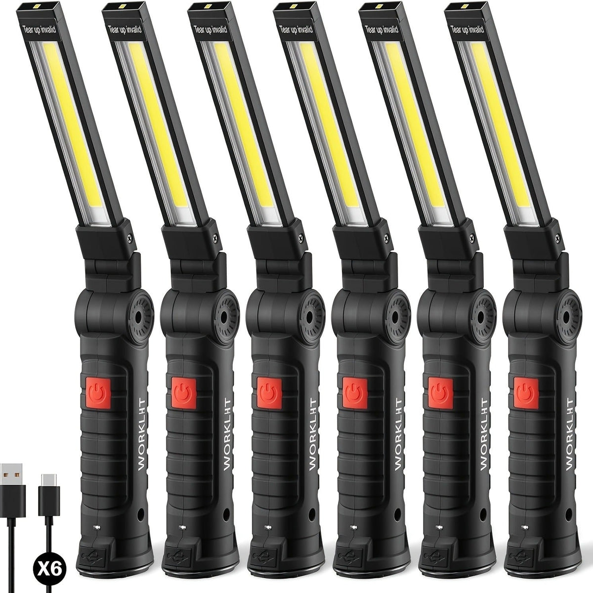 10 Pack – COB LED Work Light, 1000 Lumen Rechargeable Portable Hanging Camp Lamp with Built-In Battery, 200M Range for Camping, Yard, Party & Vehicle Maintenance
