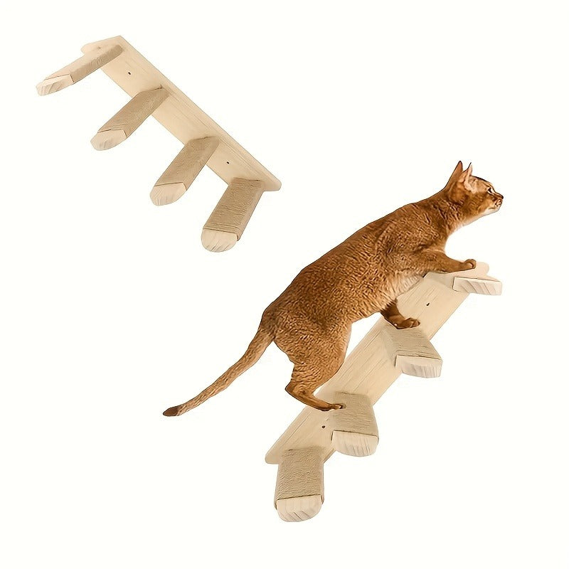 Wall-Mounted Cat Climbing Frame Solid Wood Cat Stairs Ladder Perch Jumping Platform All Season Indoor Cat Wall Furniture Adorable Cat Steps for Daily Pet Care - product image 9