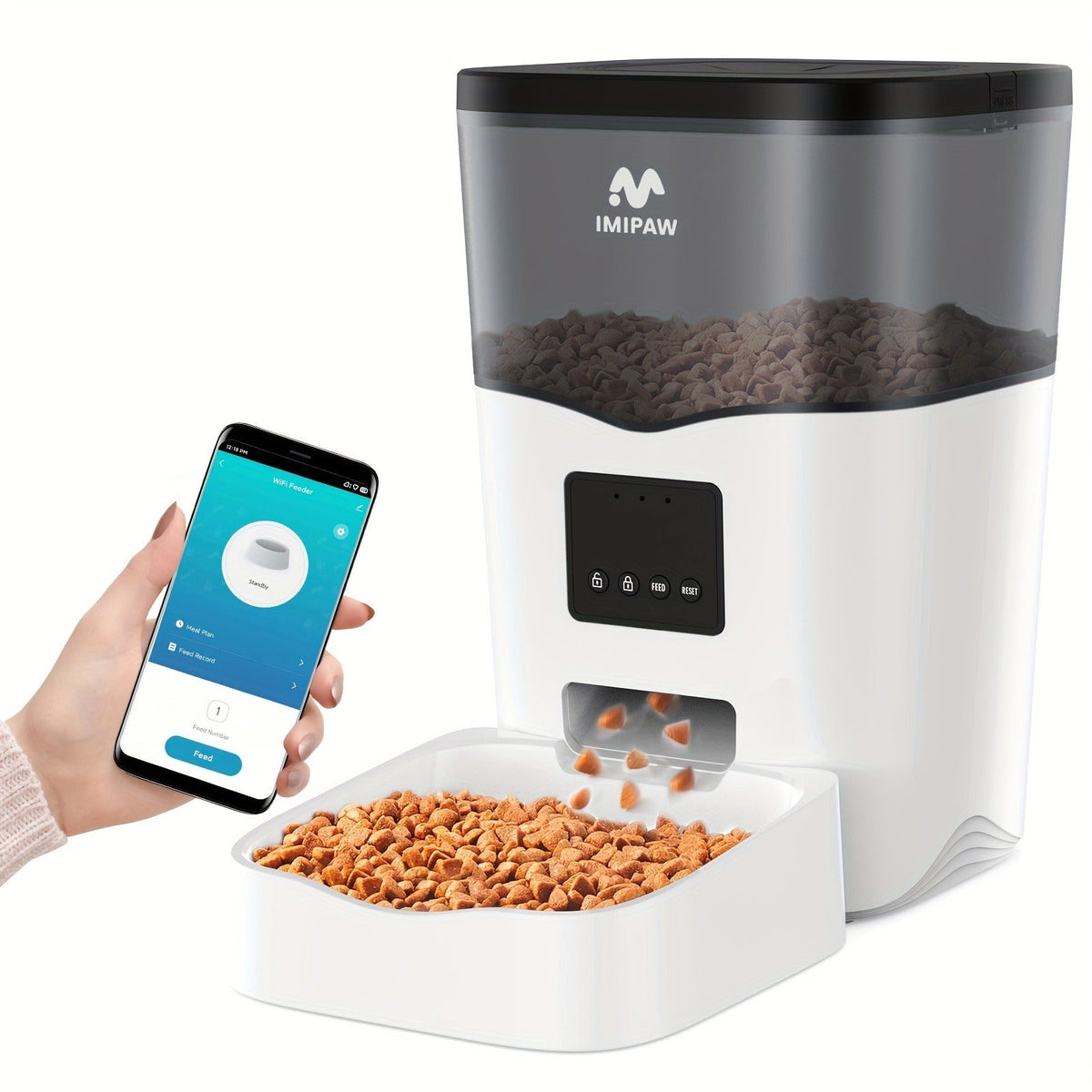 Smart WiFi Automatic Pet Feeder 101oz – App Control, Up to 10 Meals Per Day, HD Camera Option with 2.4G & 5G, Voice Assistant Compatible, USB Powered, Remote - product image 3