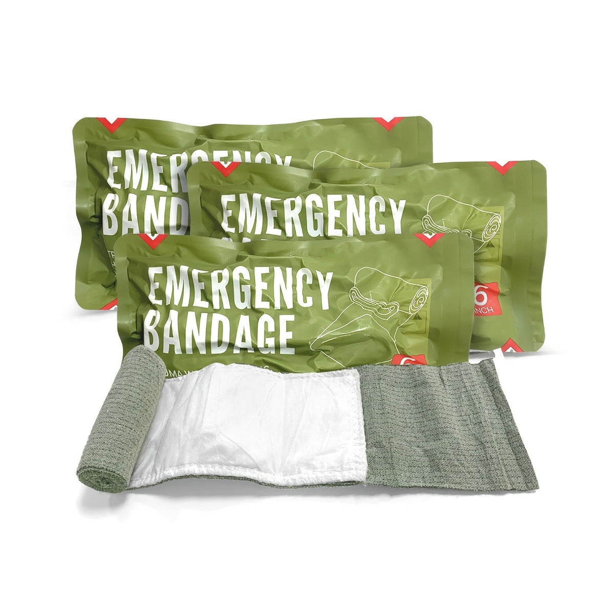Emergency Bandage 6 Inch 3 Pack Elastic Wound Dressing Tactical Trauma for Everyday Use - product image