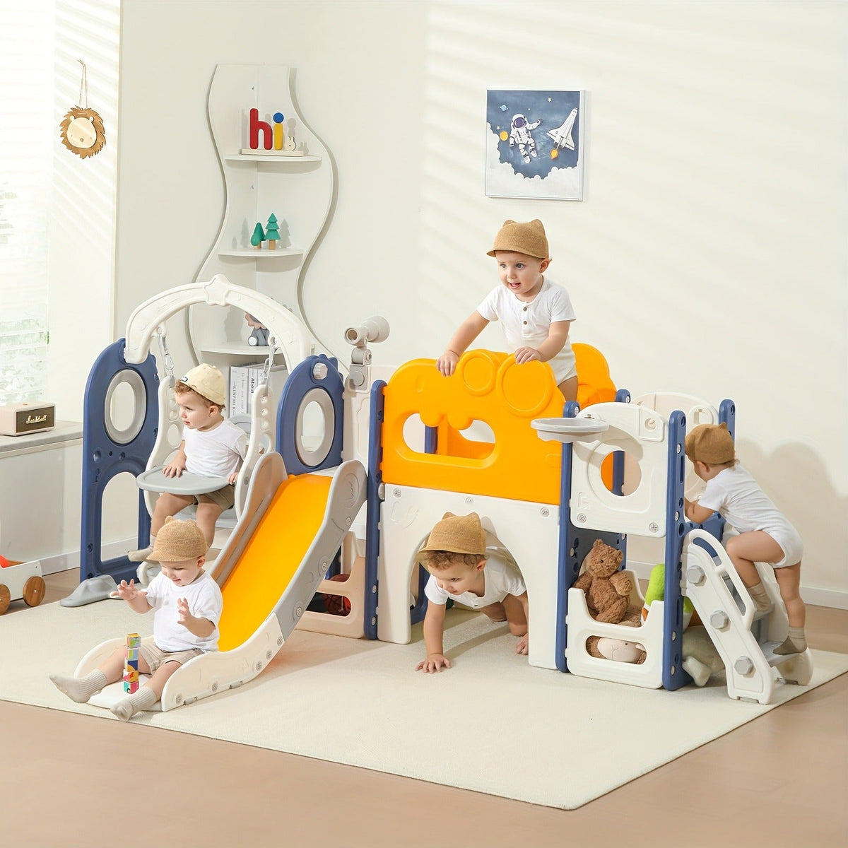 9-in-1 Collapsible Toddler Slide with Basketball Hoop Telescope Climbing Set Indoor Outdoor Kids Playset Extended Slide for Toddlers Boys Girls - product image 2