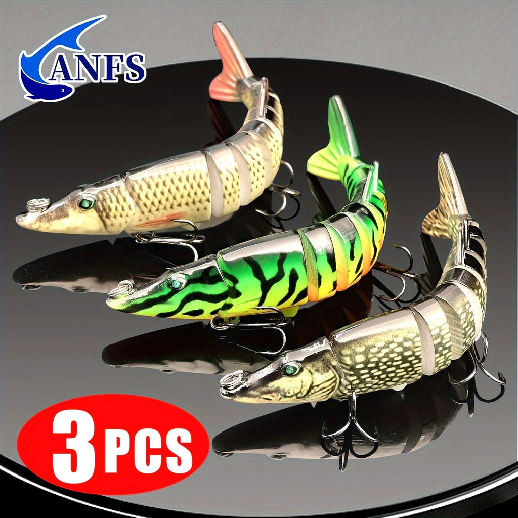 Slow Sinking Lifelike 3D Eyes ABS Body, Pearl Powder Coating, 8-Section Woven Fabric Jointed Lure Kit for Freshwater & Saltwater, 2 Models (FCP2P-392 / - product image 2