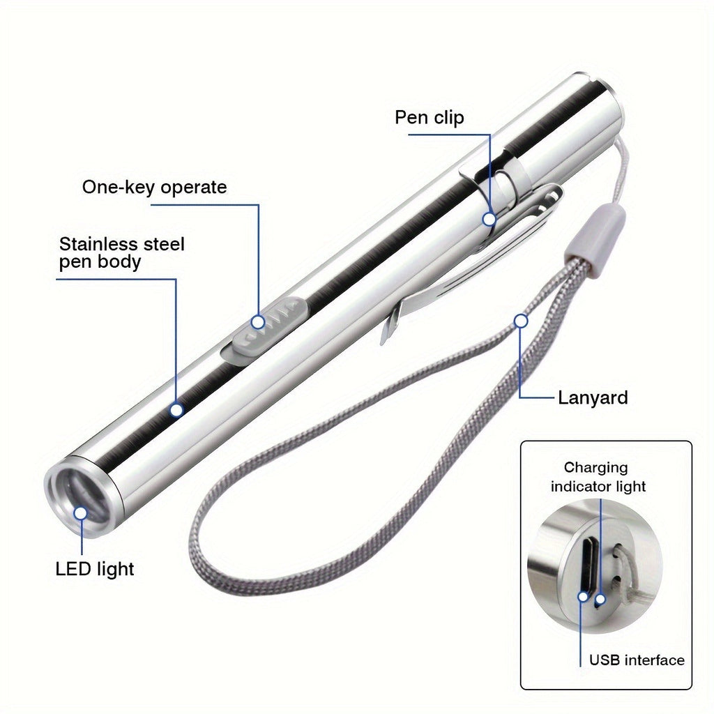 Tactical Pen Light 5 Pack USB Rechargeable 400 Lumen Mini LED Penlight Pocket Flashlight for Nurses Camping Outdoor EDC - product image 4