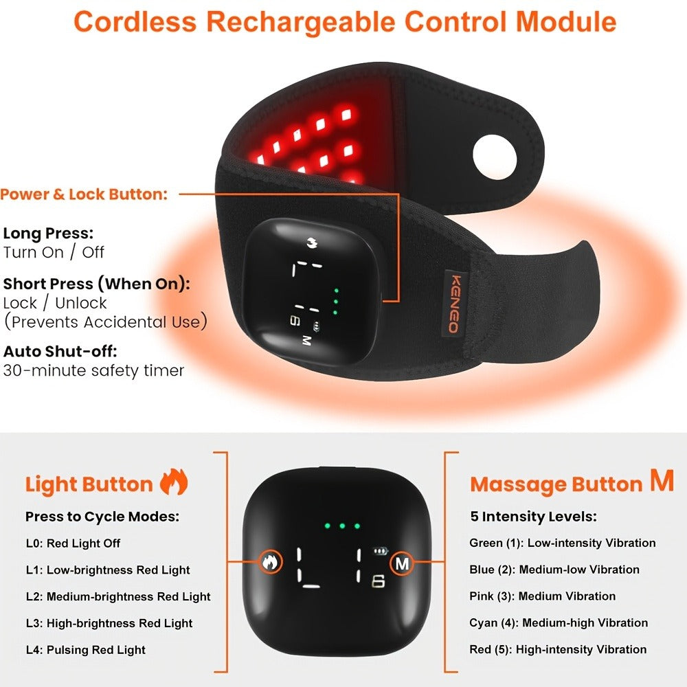 Infrared LED Wrist Brace with Vibration for Hand & Wrist Pain Relief, Adjustable Strap Fits Left & Right Hand, Unisex Wearable Recovery Device for Office & Daily Use – Red Light Therapy Wrist Wrap 660nm 850nm
