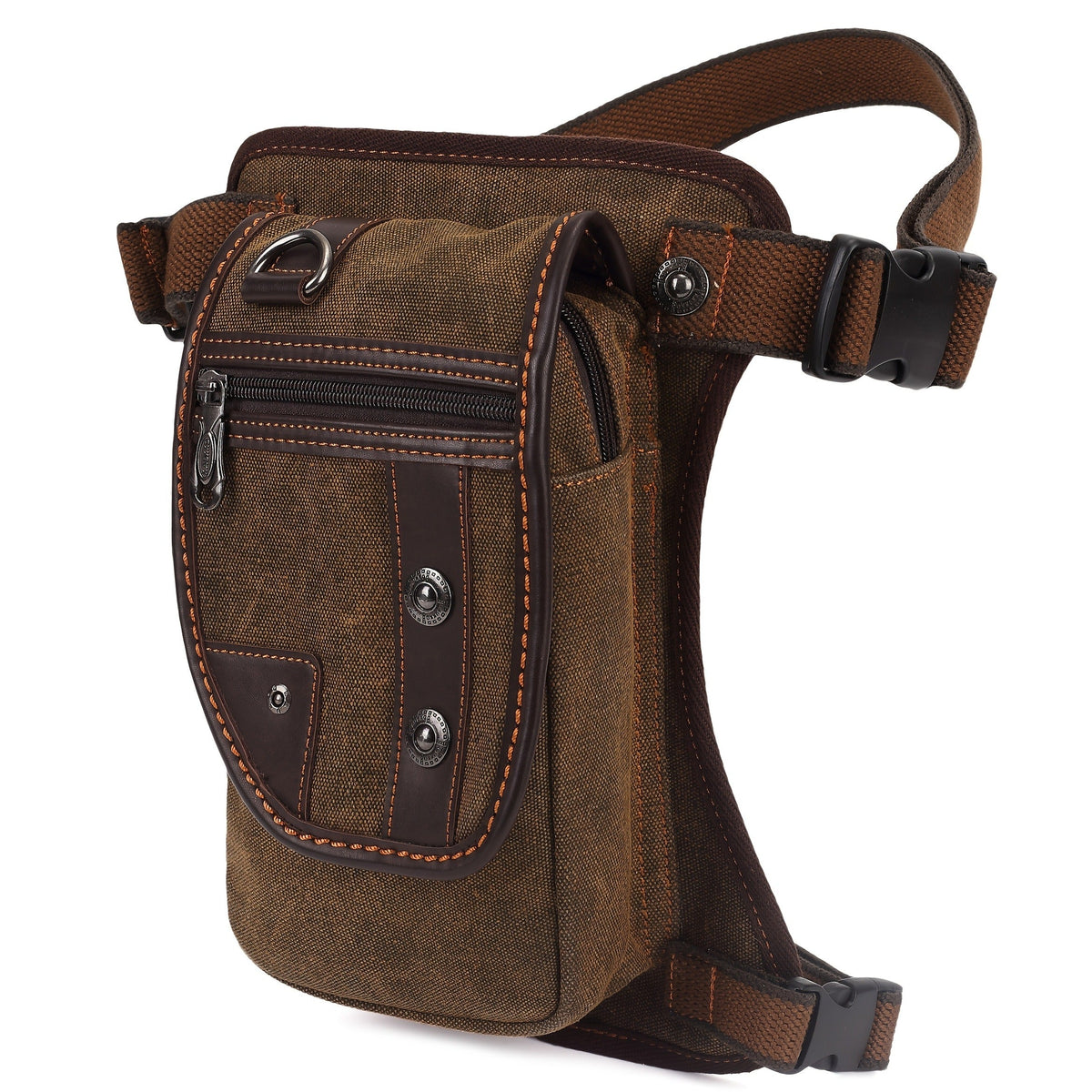 Vintage Canvas Sling Bag for Men Multifunctional Crossbody Chest Bag Waist Bag Shoulder Bag Leg Bag Hiking Outdoor Sports Travel Bag Adjustable Strap Dark Brown - product image 6