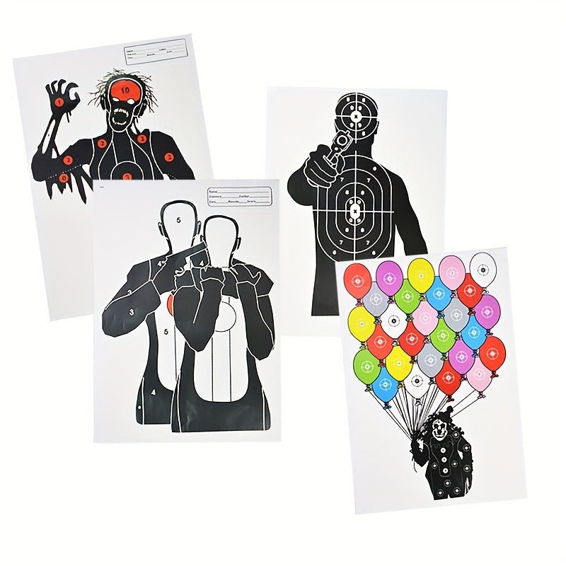Shooting Target Paper 10 Pack 45x32cm Large Glossy – Archery Targets for Shooting Practice Accuracy Training – Skeleton Balloon Human Silhouette Target Sheets - product image 5
