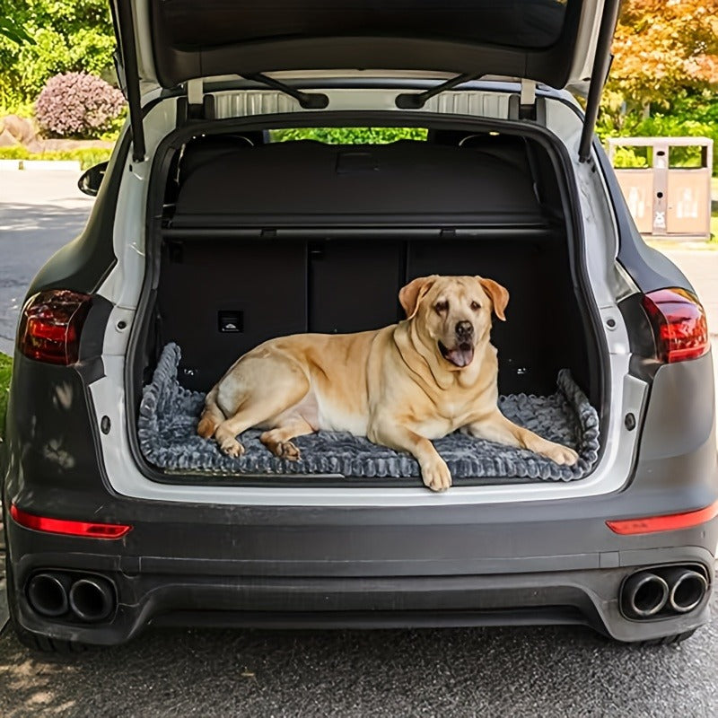 Dog Car Mat Nonslip Pet Seat Cushion with Rear Extension Pad | Fits All Dog Sizes Small Medium Large | Heavy-Duty Anti-Scratch Waterproof Floor Liner for SUVs Sedans Trucks | Durable Polyester Travel Protector