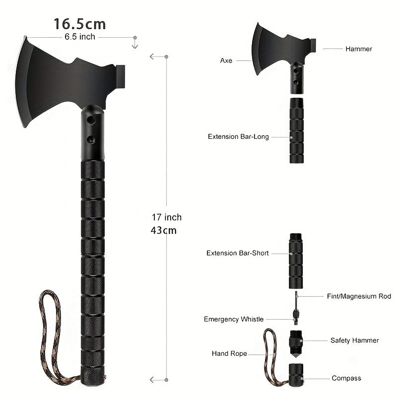 Survival Hatchet Camping Axe Multitool Folding Axe with Hammer Magnesium Fire Starter Flint Rod Emergency Breaching Tool for Camping Hiking Off-Road Outdoor - product image 7