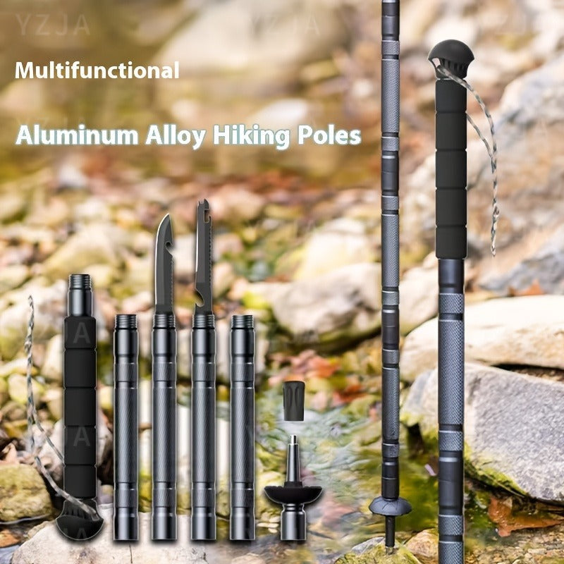 7-in-1 Tactical Hiking Staff | Adjustable Aluminum Alloy Mountaineering Stick with Compass, Fire Starter, Saw, Screwdriver & Pliers | Multi-Tool Walking Pole - product image 2
