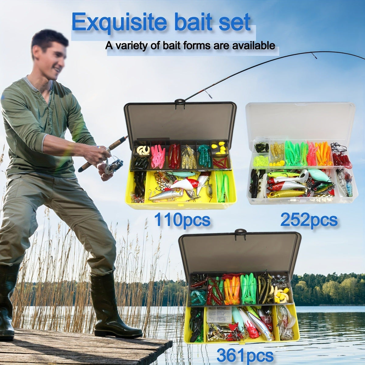 Mixed Plastic & Metal Baits, Hooks, Swivels & Jig Hooks (361 pcs) – Fishing Lures Kit with Tackle Box - product image 3